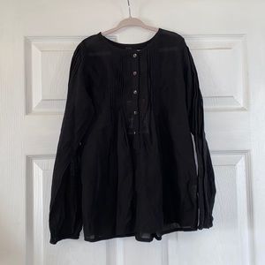 Wheat Black Loose Pleats Tunic